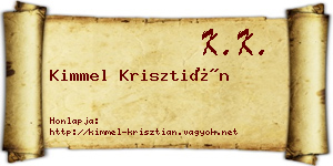 Kimmel Krisztián névjegykártya